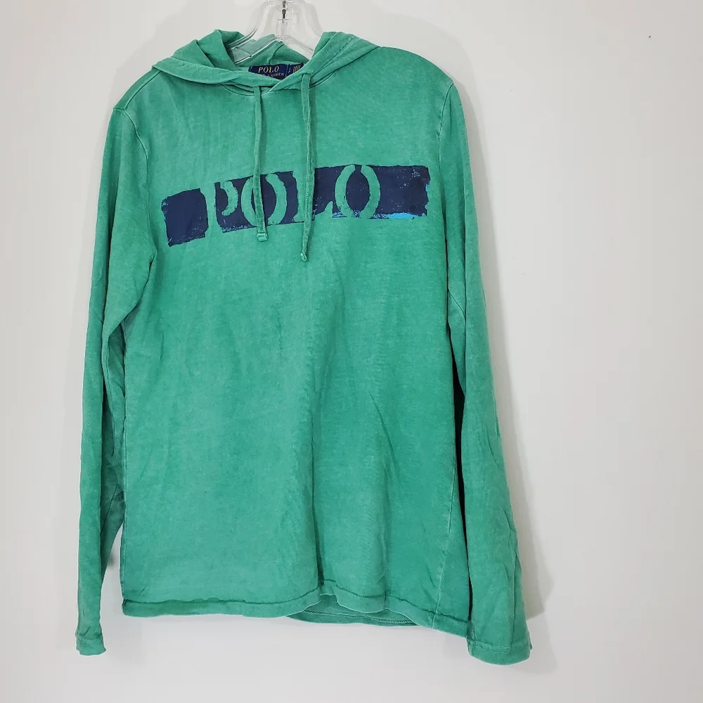 Polo Ralph Lauren 100% Cotton Green Pullover Hoodie, Size Small